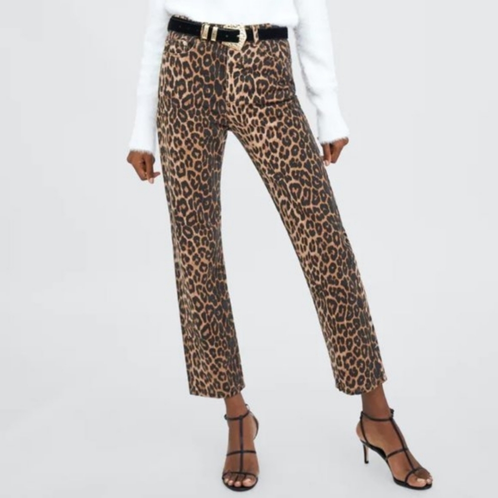 Zara Leopard Mom Jeans - Picture 4 of 8